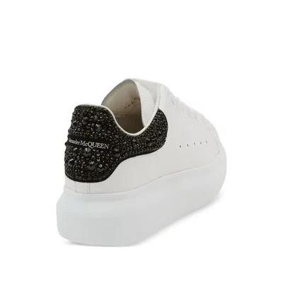 Alexander Mcqueen Crystal-embellished Leather Exaggerated-sole Sneakers In White