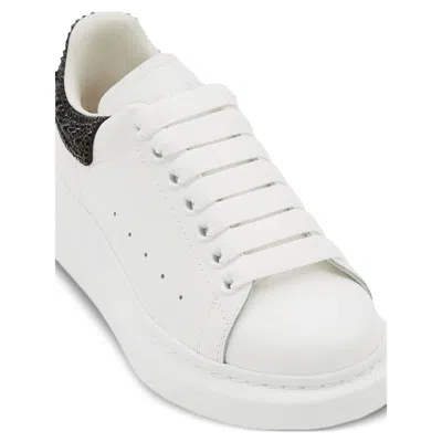 Alexander Mcqueen Crystal-embellished Leather Exaggerated-sole Sneakers In White