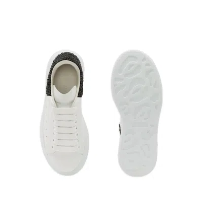 Alexander Mcqueen Crystal-embellished Leather Exaggerated-sole Sneakers In White