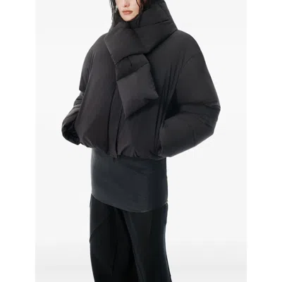 Alexander Wang Logo-embroidered Quilted Shell Jacket In Black