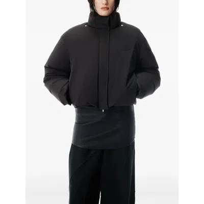 Alexander Wang Logo-embroidered Quilted Shell Jacket In Black