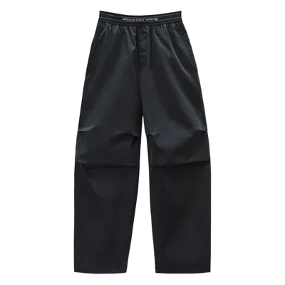 Alexander Wang Black Cotton Blend Wide-leg Pant In Black