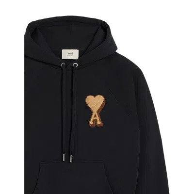 Ami Alexandre Mattiussi Ami Paris Black Ami De Coeur Hoodie Men In Black