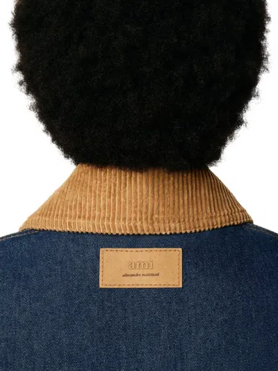 Ami Alexandre Mattiussi Ami Paris Indigo Blue Cotton Padded Worker Jacket In Blue