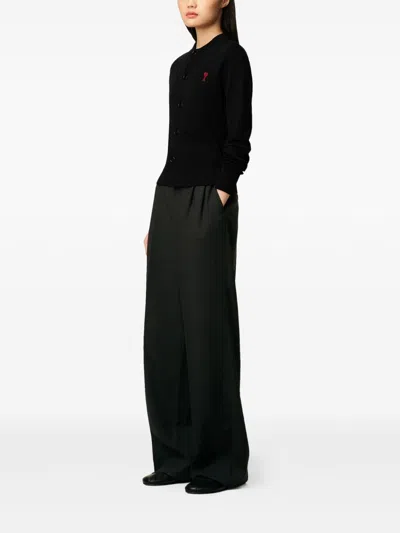 Ami Alexandre Mattiussi Ami Paris Women Ami De Coeur Wool Cardigan In Black