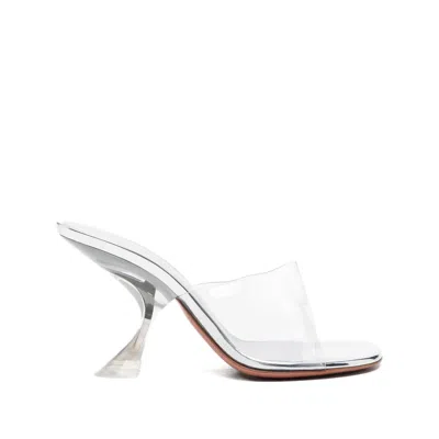 Amina Muaddi Metallic Open-toe Sandals With Sculptural Heel In Transparent