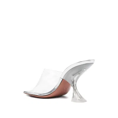 Amina Muaddi Metallic Open-toe Sandals With Sculptural Heel In Transparent