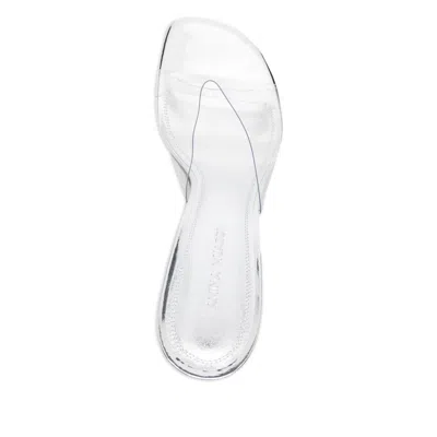 Amina Muaddi Metallic Open-toe Sandals With Sculptural Heel In Transparent