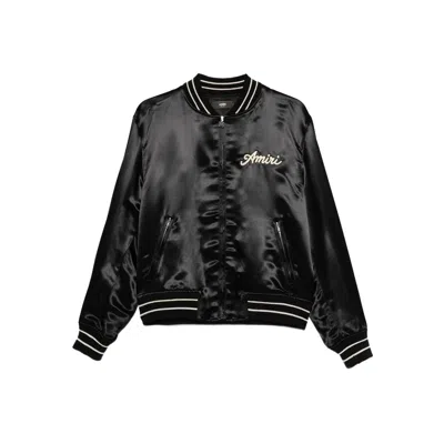Amiri Men Black Jacket With Logo On The Front And Back In Tech Fabric Man In Black