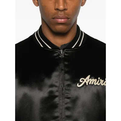 Amiri Men Black Jacket With Logo On The Front And Back In Tech Fabric Man In Black