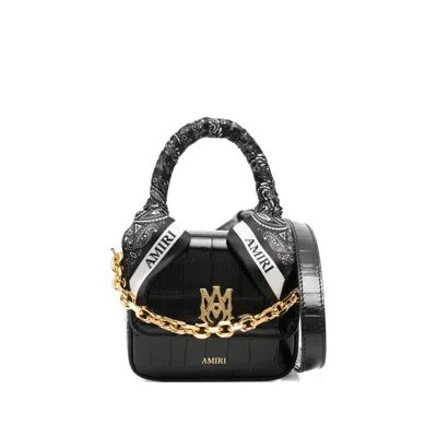 Amiri Crocodile-effect Tote Bag In Black