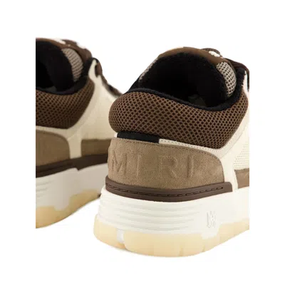 Amiri Two-tone Leather Skel Sneakers With Textured Finish In Brown