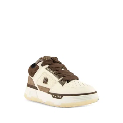 Amiri Two-tone Leather Skel Sneakers With Textured Finish In Brown