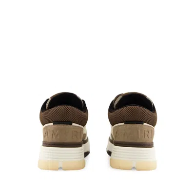 Amiri Two-tone Leather Skel Sneakers With Textured Finish In Brown
