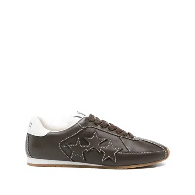 Amiri Pacific Flat Leather Sneakers In Brown