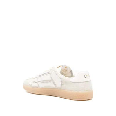 Amiri Pacific Bones Crocodile-effect Suede Sneakers In White