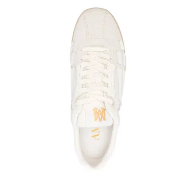 Amiri Pacific Bones Crocodile-effect Suede Sneakers In White