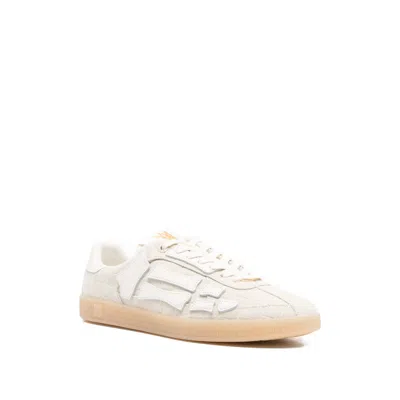 Amiri Pacific Bones Crocodile-effect Suede Sneakers In White