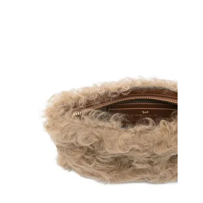 Anya Hindmarch Eye Detail Furry Texture Clutch Bag In Brown