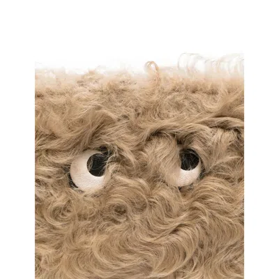 Anya Hindmarch Eye Detail Furry Texture Clutch Bag In Brown