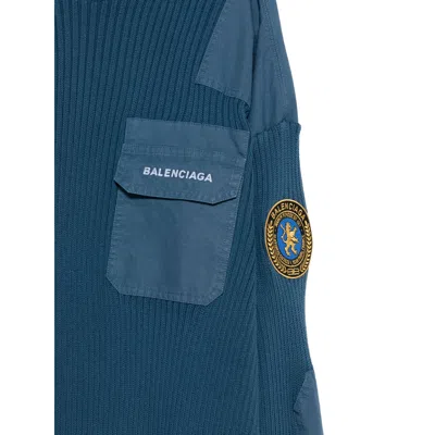 Balenciaga Blue Uniform Merch Cotton Jumper In Blue