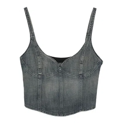 Balenciaga Cropped Sleeveless Top Scoop Neck In Blue