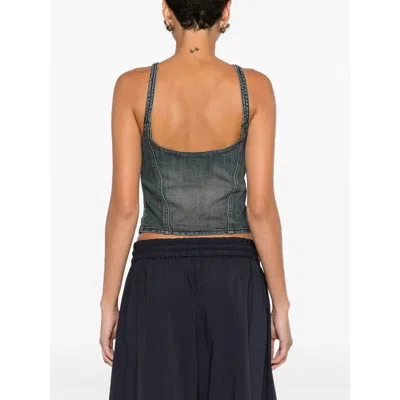 Balenciaga Cropped Sleeveless Top Scoop Neck In Blue