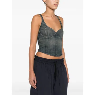 Balenciaga Cropped Sleeveless Top Scoop Neck In Blue