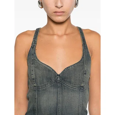 Balenciaga Cropped Sleeveless Top Scoop Neck In Blue