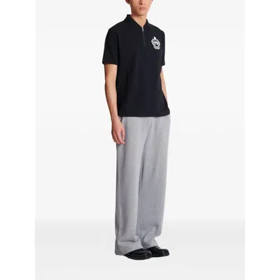 Balmain Short Sleeve Zip Collar Polo Shirt In Blue