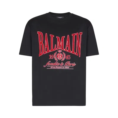 Balmain T-shirt With A Logo And Velvet Finish In Transparent
