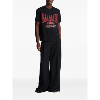 Balmain T-shirt With A Logo And Velvet Finish In Transparent
