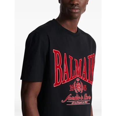 Balmain T-shirt With A Logo And Velvet Finish In Transparent