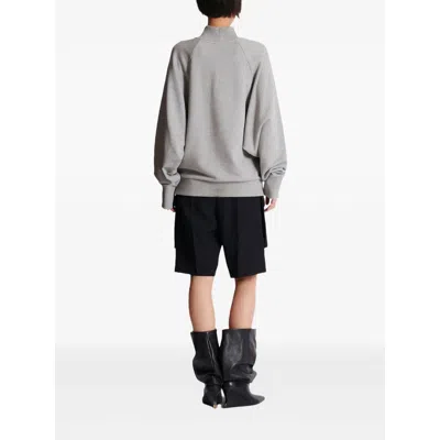 Balmain Cheetah-print Turtleneck Sweatshirt In Gray