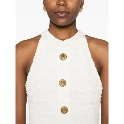 Balmain Off-the-shoulder Dress In Neutral