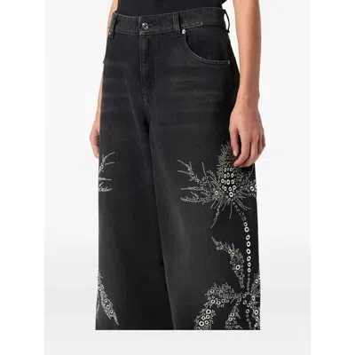 Blumarine Black Denim Wide-leg Jeans In Black