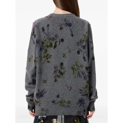 Blumarine Printed Cardigan Knit Sweater In Gray
