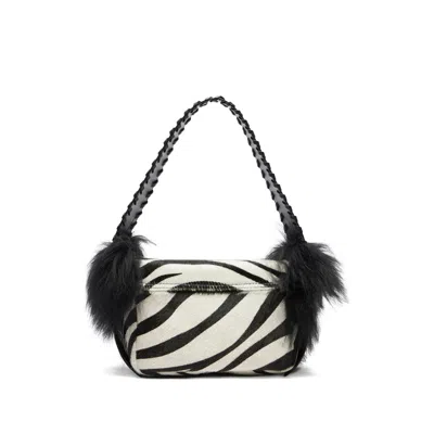 Blumarine Zebra Print Shoulder Bag In Blue