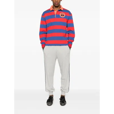 Bode Striped Cotton Polo Shirt In Red