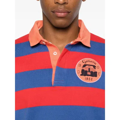 Bode Striped Cotton Polo Shirt In Red