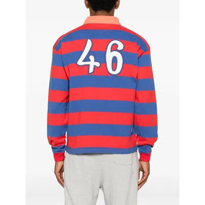 Bode Striped Cotton Polo Shirt In Red