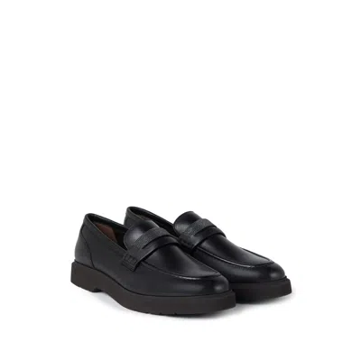Brunello Cucinelli Leather Monili Penny Loafers In Black