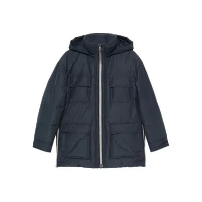 Brunello Cucinelli Hooded Flap-pocket Jacket In Blue