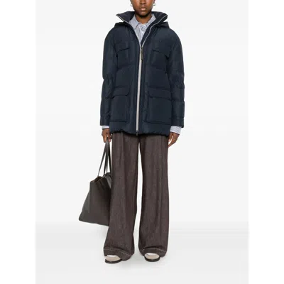 Brunello Cucinelli Hooded Flap-pocket Jacket In Blue