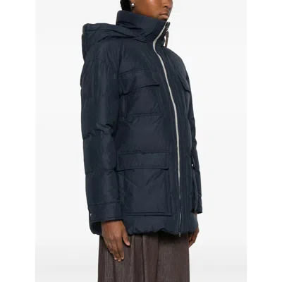 Brunello Cucinelli Hooded Flap-pocket Jacket In Blue