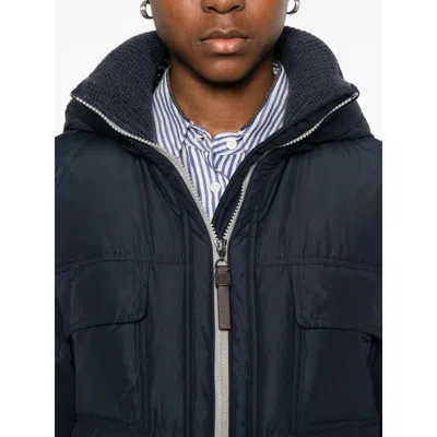 Brunello Cucinelli Hooded Flap-pocket Jacket In Blue