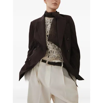 Brunello Cucinelli Tailored Blazer With Notched Lapels And Pockets In Brown
