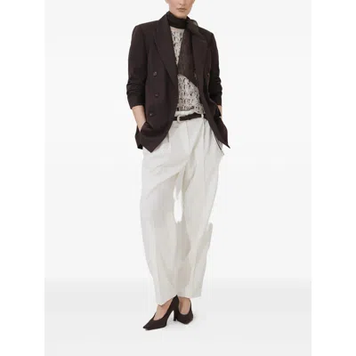 Brunello Cucinelli Tailored Blazer With Notched Lapels And Pockets In Brown