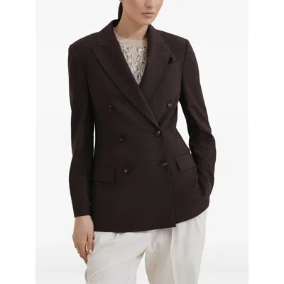 Brunello Cucinelli Tailored Blazer With Notched Lapels And Pockets In Brown