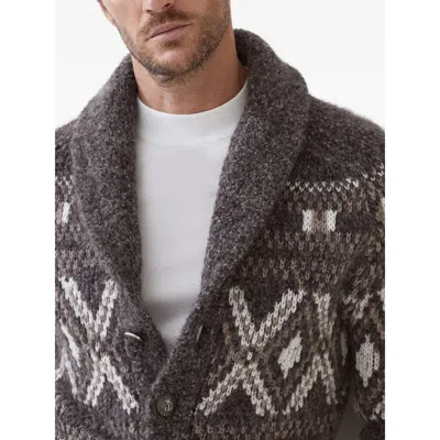 Brunello Cucinelli Wool V-necked Cardigan In Brown